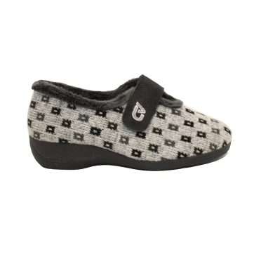 ZAPATILLA CERRADA CUÑA VELCRO (5591) VANIA GRIS - CABRERA