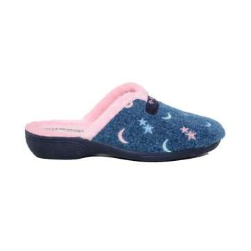 ZAPATILLA DESCALZA CUÑA LUNAS Y ESTRELLAS (4731) MARINO/ROSA - VULCA-BICHA