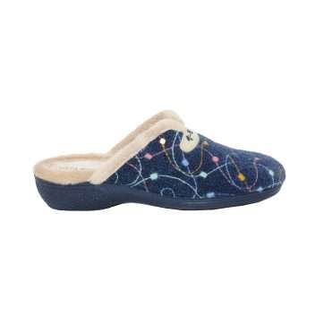 ZAPATILLA DESCALZA CUÑA DIBUJO LINEAS (4731) MARINO - VULCA-BICHA