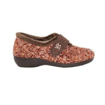 ZAPATILLA CERRADA CUÑA VELCRO TAPIZ (4720) MARRÓN - VULCA-BICHA