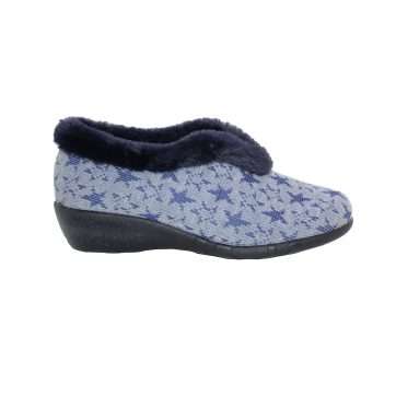 ZAPATILLA CERRADA CUÑA PELO POLARIS (276-388) MARINO - VUL·LADI